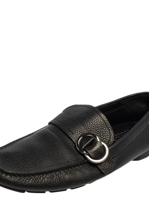 Versace Black Leather Slip On  Loafers Size 43.5