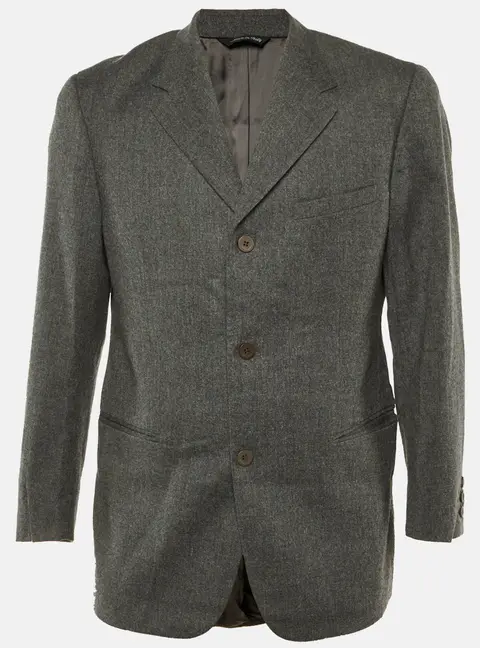 Versus Versace Grey Wool Button Front Blazer L