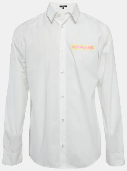 Versus Versace White Cotton Logo Printed Shirt L