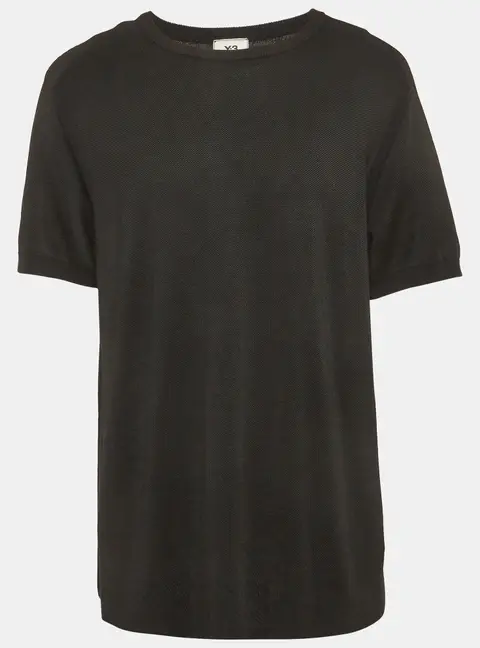Y-3 Black Mesh Jersey Crew Neck T-Shirt L