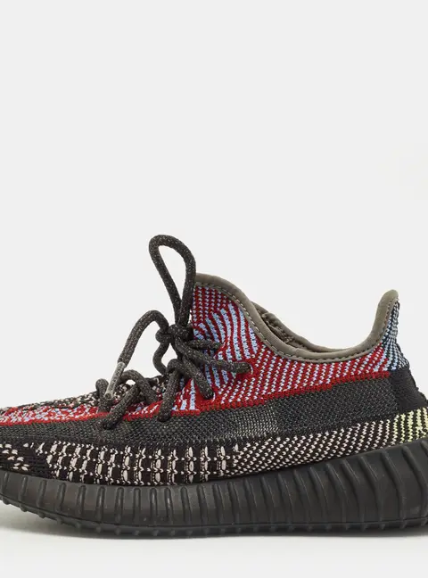 Yeezy Multicolor Knit Fabric Boost 350 V2 Lace Up Sneakers Size 36