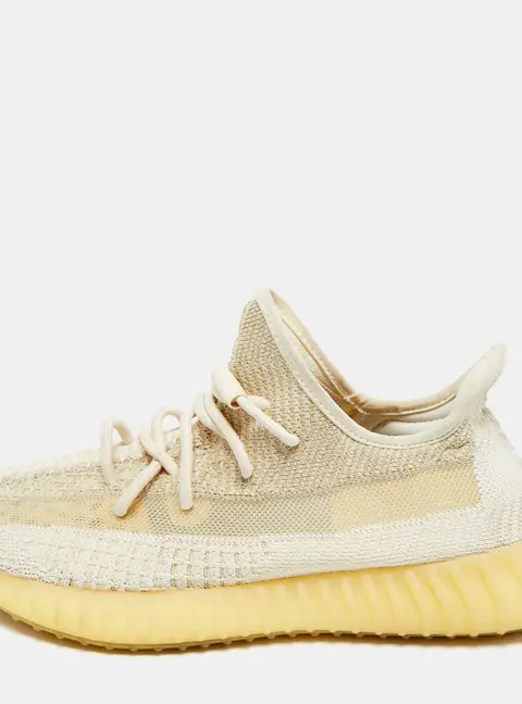 Yeezy Boost 350 V2 Size 43.5 Two Tone Knit Fabric Natural  Low Top Sneakers