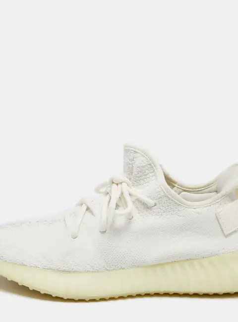 Yeezy x Adidas White Knit Fabric Boost 350 V2 Triple White Sneakers Size 42