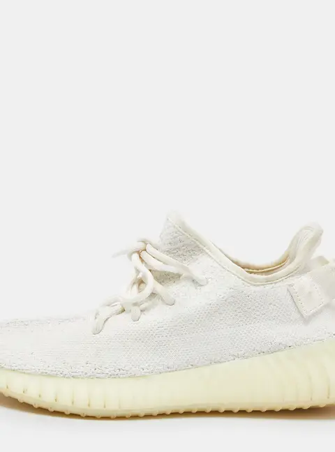 Yeezy x Adidas White Knit Fabric Boost 350 V2 Triple White Sneakers Size 38 2/3