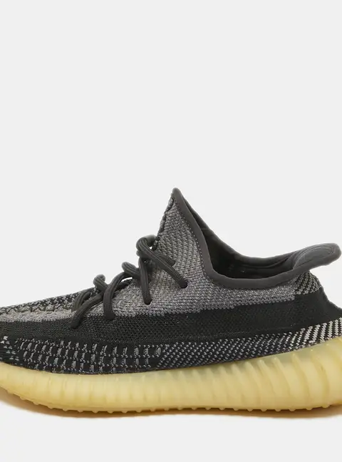 Yeezy x Adidas Black/Blue Knit Fabric Boost 350 V2 Carbon Sneakers Size 39 1/3