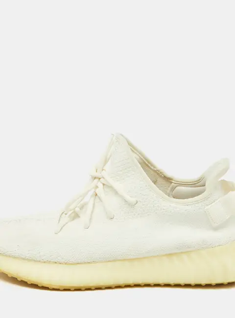 Yeezy x Adidas White Knit Fabric Boost 350 V2 Cream Sneakers Size 48