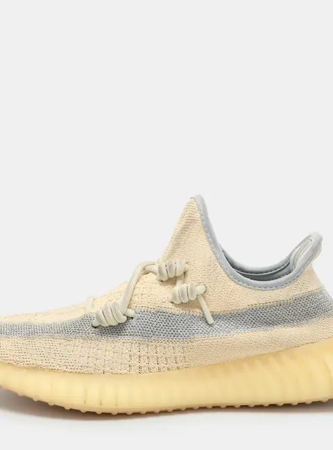 Yeezy x Adidas Beige/Blue Knit Fabric Boost 350 V2 'Linen' Low Top Sneakers 40 2/3