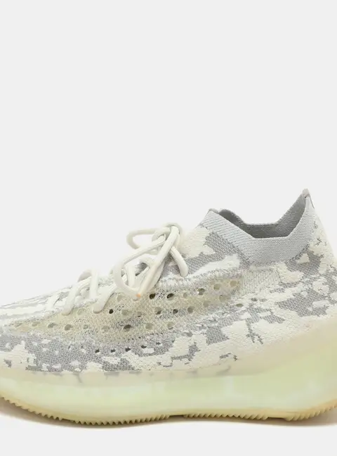Yeezy x Adidas White/Grey Knit Fabric Boost 380 'Alien' Low Top Sneakers Size 40