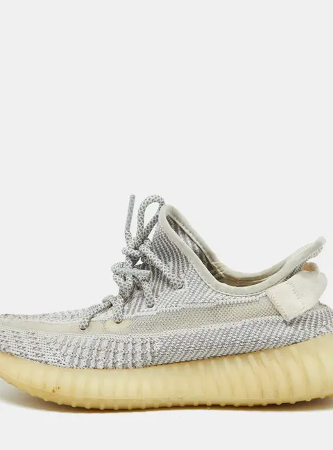 Yeezy x Adidas White/Grey Knit Fabric Boost 350 V2 Static Sneakers Size 38 2/3