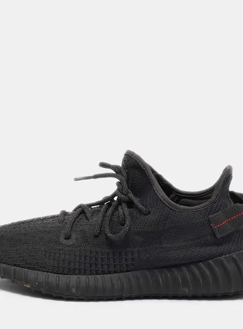 Yeezy x Adidas Black Knit Fabric Boost 350 V2 Static Black Non-Reflective Sneakers Size 44