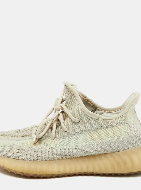 Yeezy x Adidas Cream/Grey Knit Fabric Boost 350 V2 Citrin Sneakers Size 40