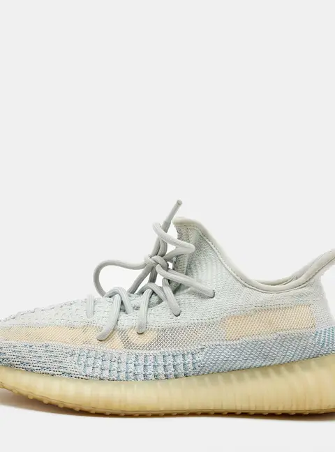 Yeezy x Adidas Green/White Knit Fabric Boost 350 V2 Cloud White Non-Reflective Sneakers 41 1/2