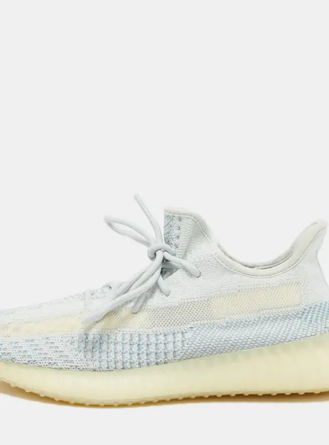 Yeezy x Adidas Blue/White Knit Fabric Boost 350 V2 Cloud White (Non-Reflective) Sneakers 42 2/3