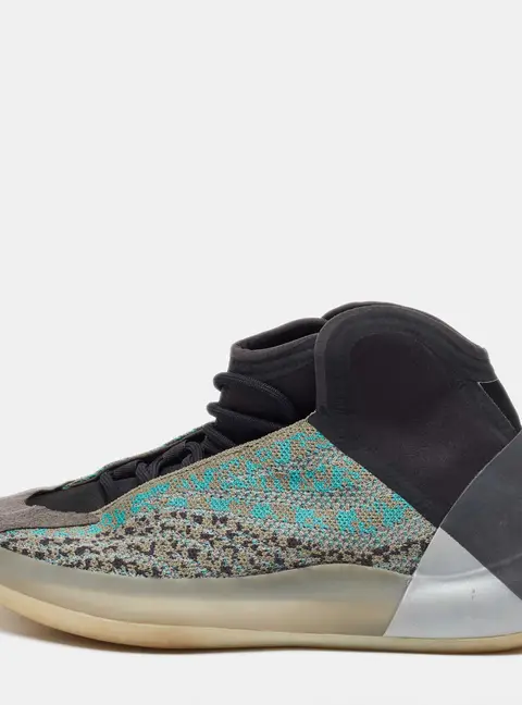 Yeezy x Adidas Multicolor Knit Fabric and Neoprene QNTM Teal Blue Sneakers Size 39 1/3