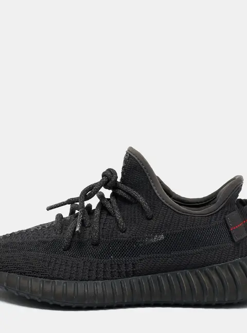 Yeezy x Adidas Black Knit Fabric Boost 350 V2 Static Black Sneakers Size 39 1/3