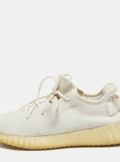 Yeezy x Adidas White Knit Fabric Boost 350 V2 White Sneakers Size 40
