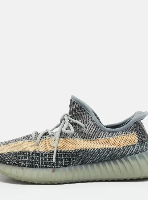 Adidas x Yeezy Boost 350 V2 Ash Blue/Grey Knit Fabric Lace Up Sneakers Size 44 2/3