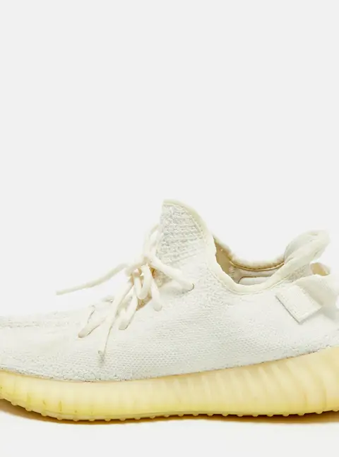 Yeezy x Adidas  White Knit Fabric Boost 350 V2 White  Sneakers Size 43 1/3