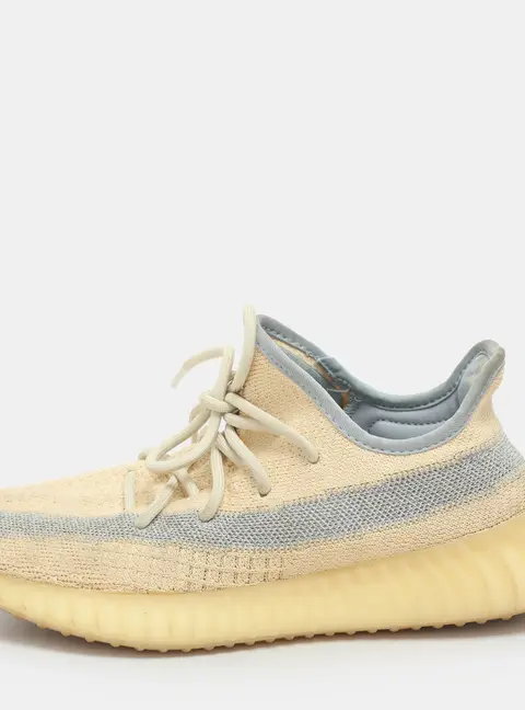 Yeezy x Adidas Light Beige Knit Fabric Boost 350 V2 Linen Sneakers Size 40