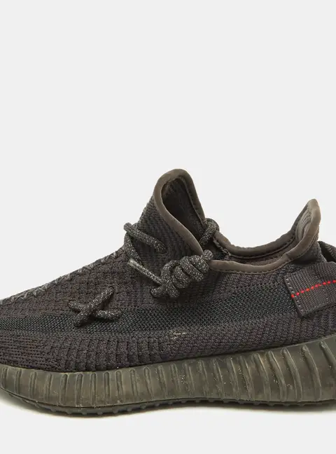 Yeezy x Adidas Black Knit Fabric Boost 350 V2 Black Non-Reflective Sneakers Size 37 1/3
