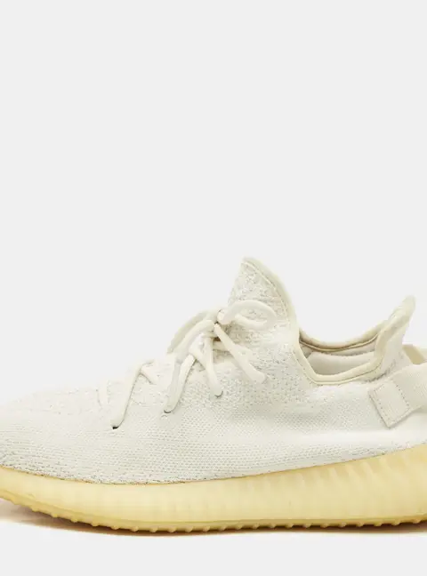 Yeezy x Adidas White Knit Fabric Boost 350 V2 Cream White Sneakers Size 44