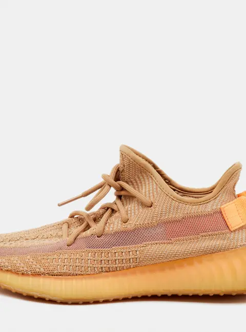 Yeezy x Adidas Light Orange Knit Fabric Boost 350 V2 Clay Sneakers Size 40 2/3