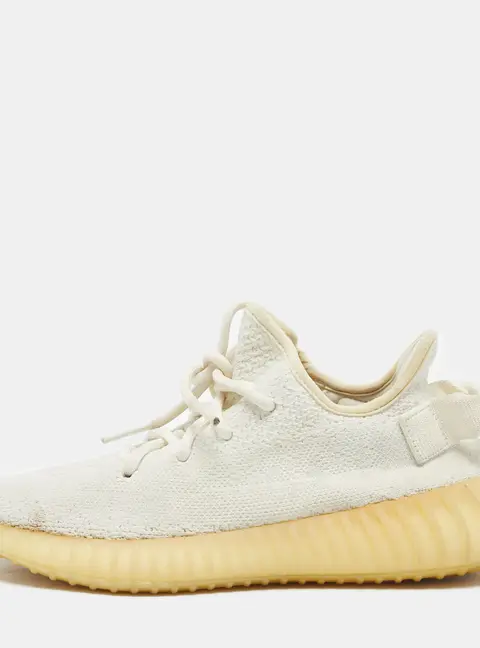 Yeezy x Adidas White Knit Fabric Boost 350 V2 Cream Sneakers Size 38