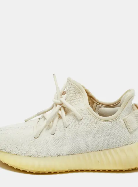 Yeezy x Adidas White Knit Fabric Boost 350 V2 Cream Sneakers Size 38
