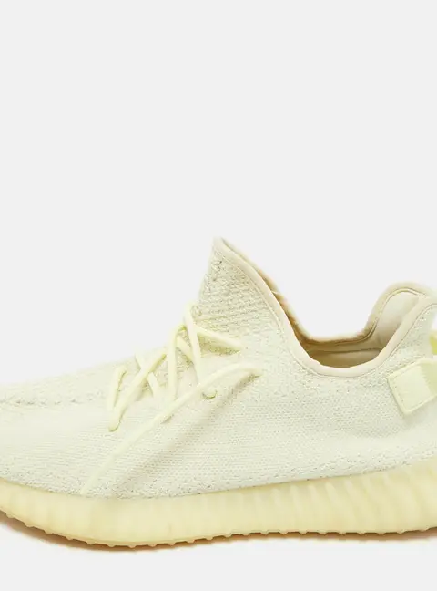 Yeezy x Adidas Light Yellow Knit Fabric Boost 350 V2 Butter Sneakers Size 46 2/3