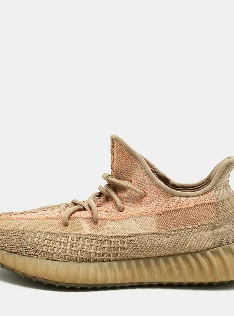 Yeezy x Adidas Brown Knit Fabric Boost 350 V2 Sand Taupe Sneakers Size 46 2/3