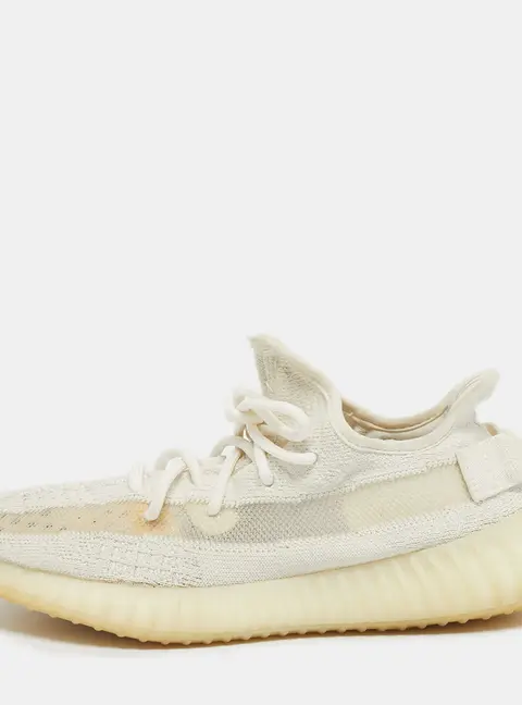 Yeezy x Adidas White Knit Fabric Boost 350 V2 Bone Sneakers Size 39 1/3