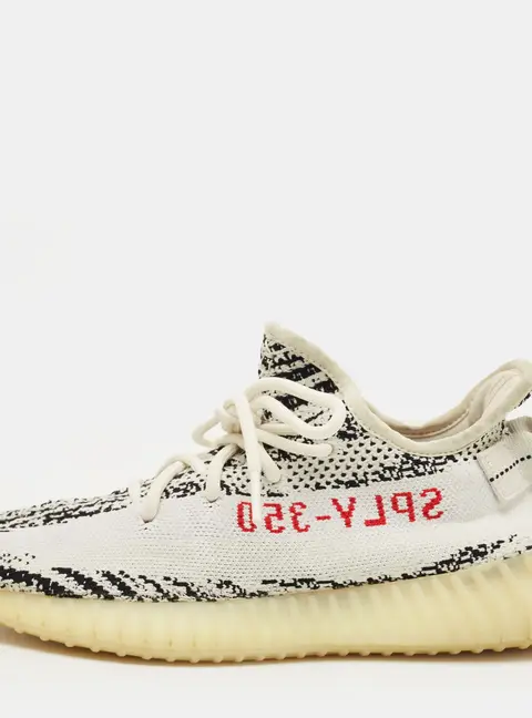 Yeezy x Adidas White/Black Knit Fabric Boost 350 V2 Zebra Sneakers Size 41 1/3