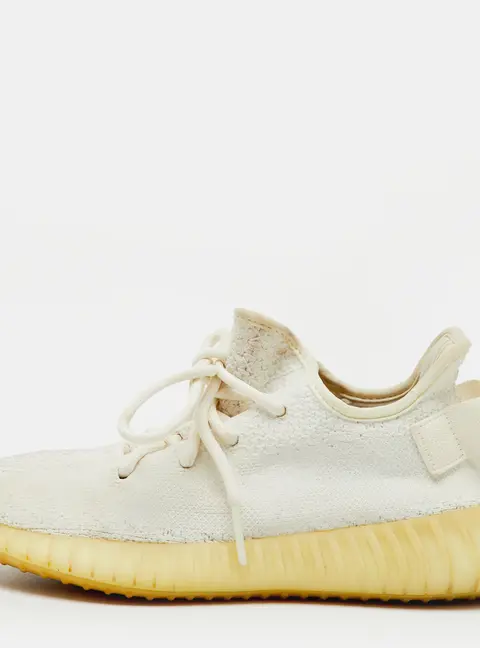 Yeezy x Adidas White Knit Fabric Boost 350 V2 Cream White Sneakers Size 37 1/3