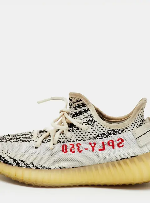 Yeezy x Adidas White/Black Knit Fabric Boost 350 V2 Zebra Sneakers Size 36 2/3