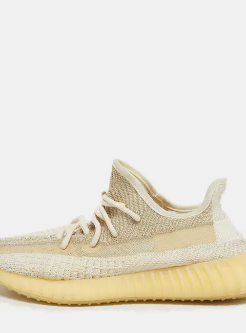 Yeezy x Adidas Boost 350 V2 Natural Size 39 1/3 Beige Knit Fabric Low Top Sneakers