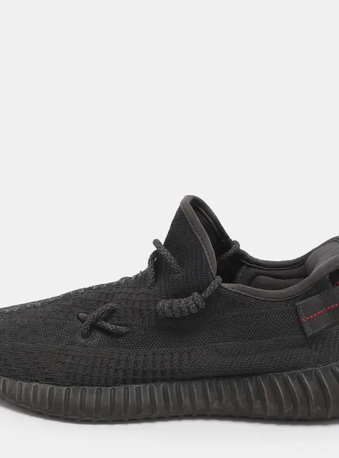 Yeezy x Adidas Boost 350 V2 Size 44 2/3 Black Knit Fabric Low Top Sneakers