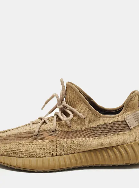 Yeezy x Adidas Boost 350 V2 Earth Size 47.5 Brown Knit Fabric Lace Up Sneakers