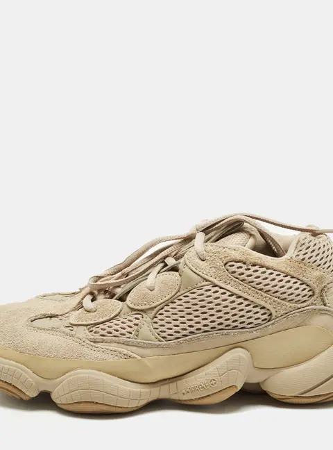 Yeezy x Adidas 500 'Soft Vision Size 40 Beige Fabric and Suede Lace Up Sneakers