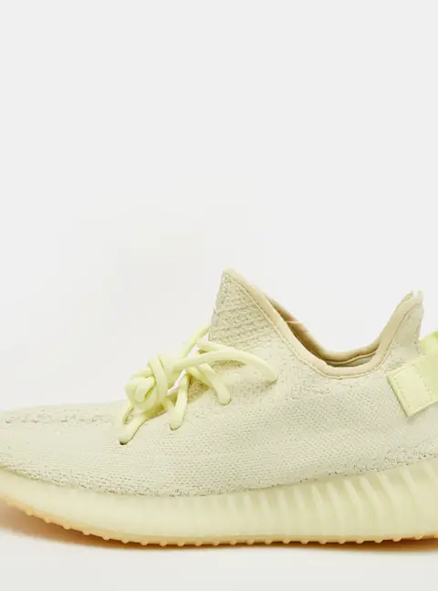 Yeezy x Adidas Boost 350 V2 Size 41 1/3 Light Yellow Knit Fabric Butter Lace Up Sneakers