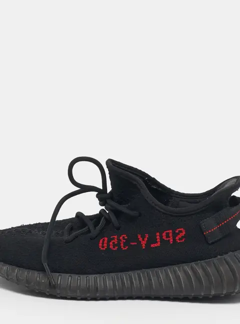 Yeezy x Adidas Boost 350 V2 Size 43.5 Black Knit Fabric Low Top Sneakers