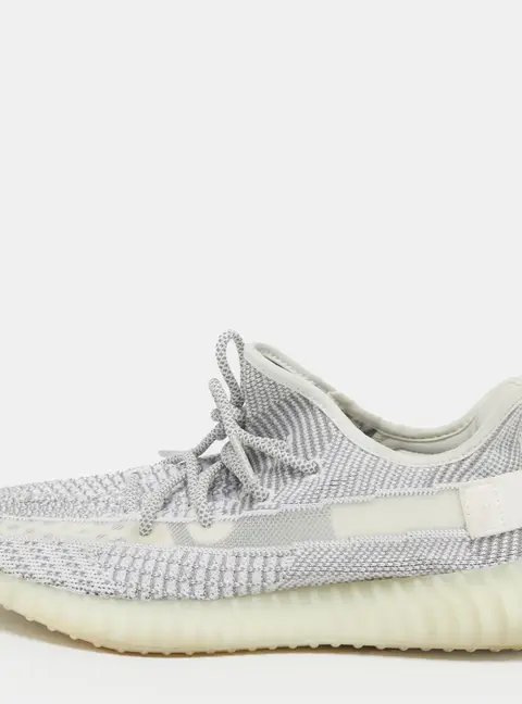 Yeezy x Adidas Boost 350 V2 Size 41.5 White/Grey Knit Fabric Low Top Sneakers