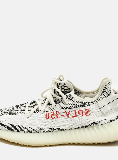 Yeezy x Adidas Boost 350 V2 Zebra Size 43.5 White/Black Knit Fabric Low Top Sneakers