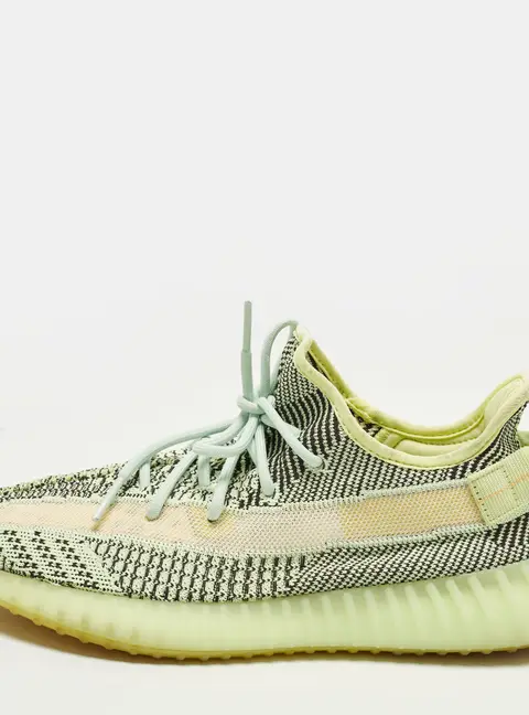 Yeezy x Adidas Boost 350 V2 Yeezreel Size 45 1/3 Neon Green Knit Fabric Low Top Sneakers