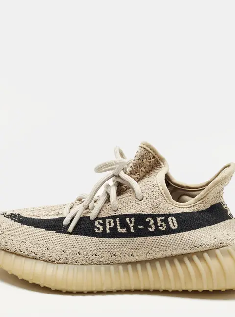 Yeezy x Adidas Boost 350 V2 Slate Core Size 38 2/3 Beige Knit Fabric Lace Up Sneakers