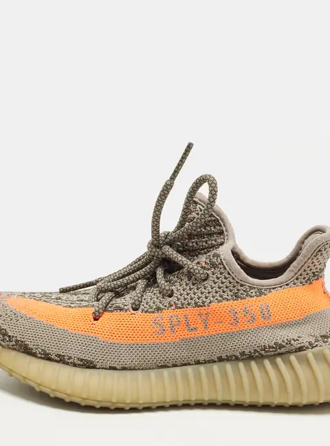 Yeezy x Adidas Boost 350 V2 Beluga Size 37 1/3 Grey/Orange Knit Fabric Lace Up Sneakers