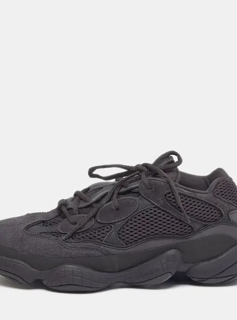 Yeezy x Adidas Boost 500 Utility Black Size 45 1/3 Black Mesh and Suede Lace Up Sneakers