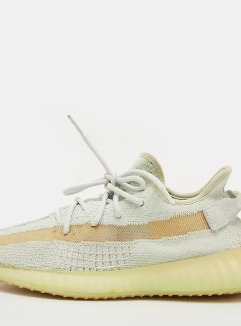 Yeezy x Adidas Boost 350 V2 Hyperspace Size 42 Light Green Knit Fabric Low Top Sneakers