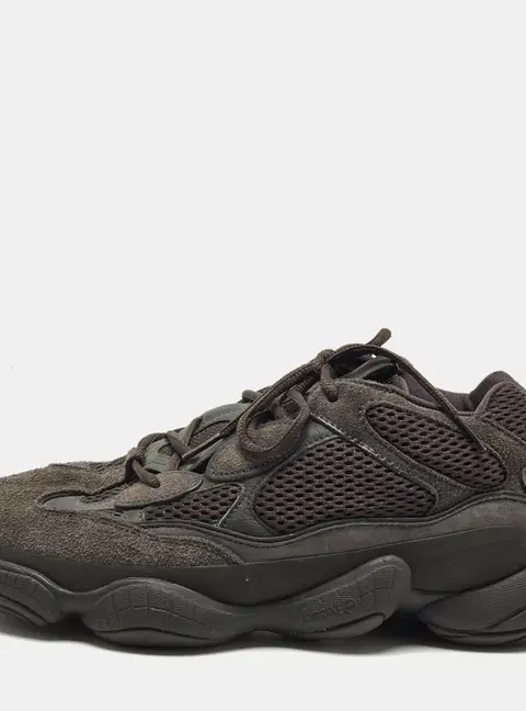 Yeezy x Adidas 500 Utility Black Size 44 2/3 Black Mesh and Suede Low Top Sneakers