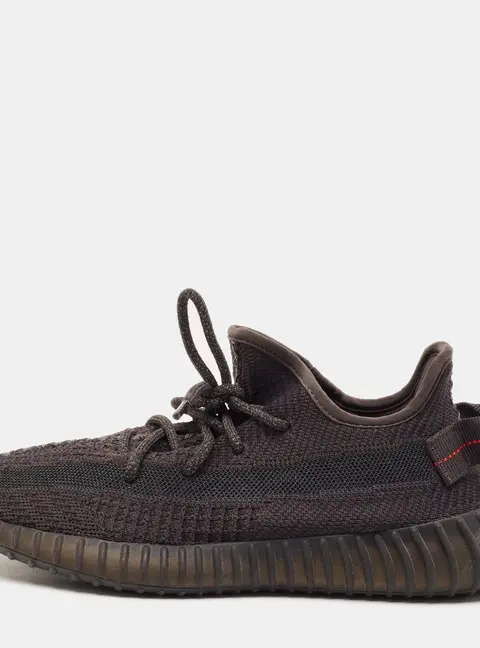 Yeezy x Adidas Boost 350 V2 Size 40.5 Dark Grey Knit Fabric and Mesh Low Top Sneakers