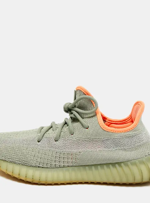 Yeezy x Adidas Boost 350 V2 Desert Sage Size 43 1/3 Green/Grey Knit Fabric Low Top Sneakers